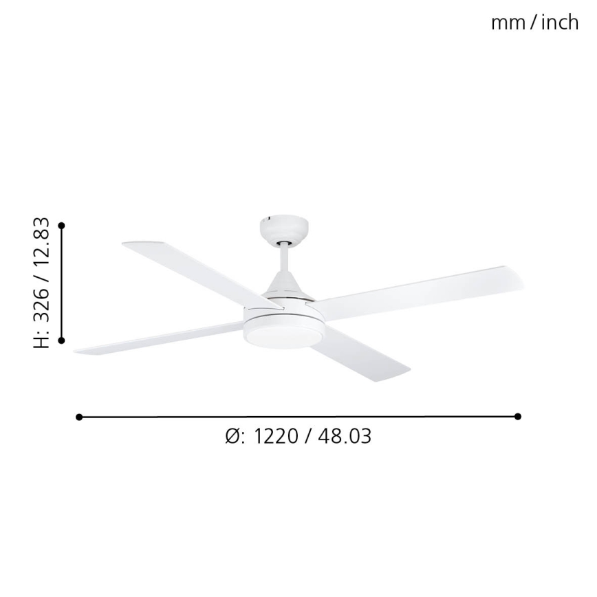 Eglo - Светодиодный потолочный вентилятор LED/20W/230V 3000/4000/5000K + дистанционное управление белый