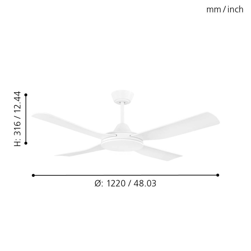 Eglo - Потолочный вентилятор 52W/230V + ДУ, белый