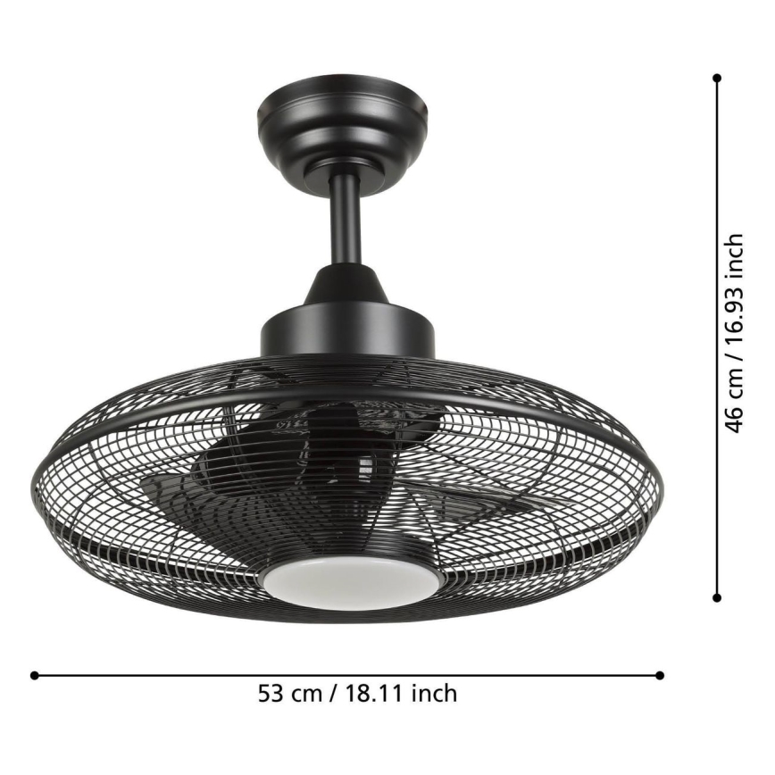 Eglo - LED стельовий вентилятор LED/15 Вт/230 В, 3000/4000/5000 К, діам. 53 см, чорний + пульт дистанційного керування