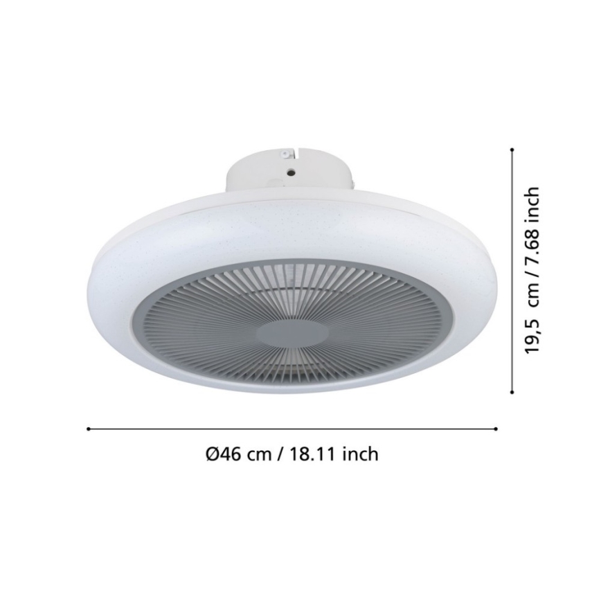 Eglo - Светодиодный потолочный вентилятор с регулированием яркости LED/25,5W/230V серый + дистанционное управление