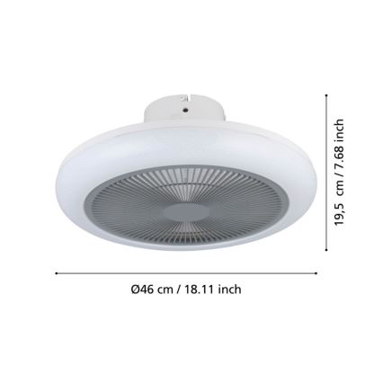 Eglo - Світлодіодний стельовий вентилятор з регулюванням яскравості LED/25,5W/230V сірий + дистанційне керування