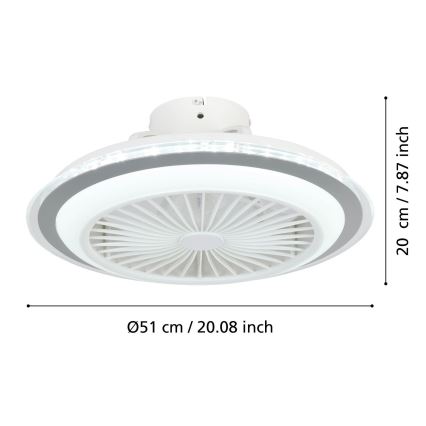 Eglo - Світлодіодний стельовий вентилятор з регулюванням яскравості LED/25,5W/230V білий/сірий 2700-6500K + пульт дистанційного керування