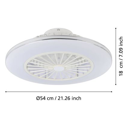 Eglo - LED стельовий вентилятор із затемненням 3xLED/12,6W/230V, діаметр 55 cm білий + пульт дистанційного керування