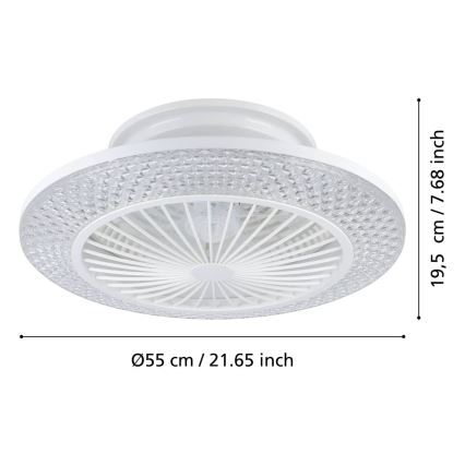 Eglo - LED затемнюваний стельовий вентилятор 3xLED/12,6W/230V 2700-6500K діам. 55 см білий + пульт дистанційного керування