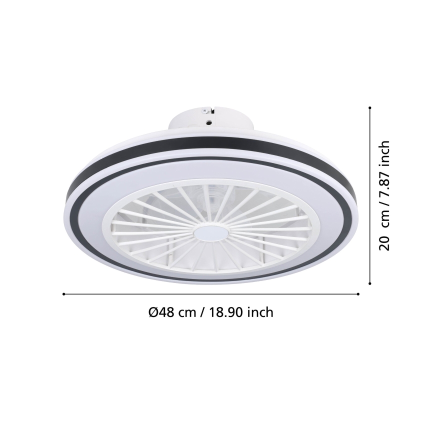 Eglo - Світлодіодний стельовий вентилятор з регулюванням яскравості LED/25,5W/230V білий/чорний 2700-6500K + пульт дистанційного керування