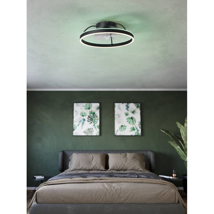 Eglo - LED RGBW диммируемый потолочный вентилятор LED/36W/230V 3000-6500K черный + с дистанционным пультом управления