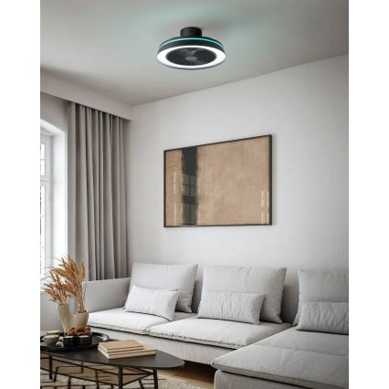 Eglo - диммируемый потолочный вентилятор LED RGBW, 3×LED/8,5 Вт/230 В + LED/6 Вт, 2700–6500 К, диаметр 48 см, чёрный + пульт дистанционного управления