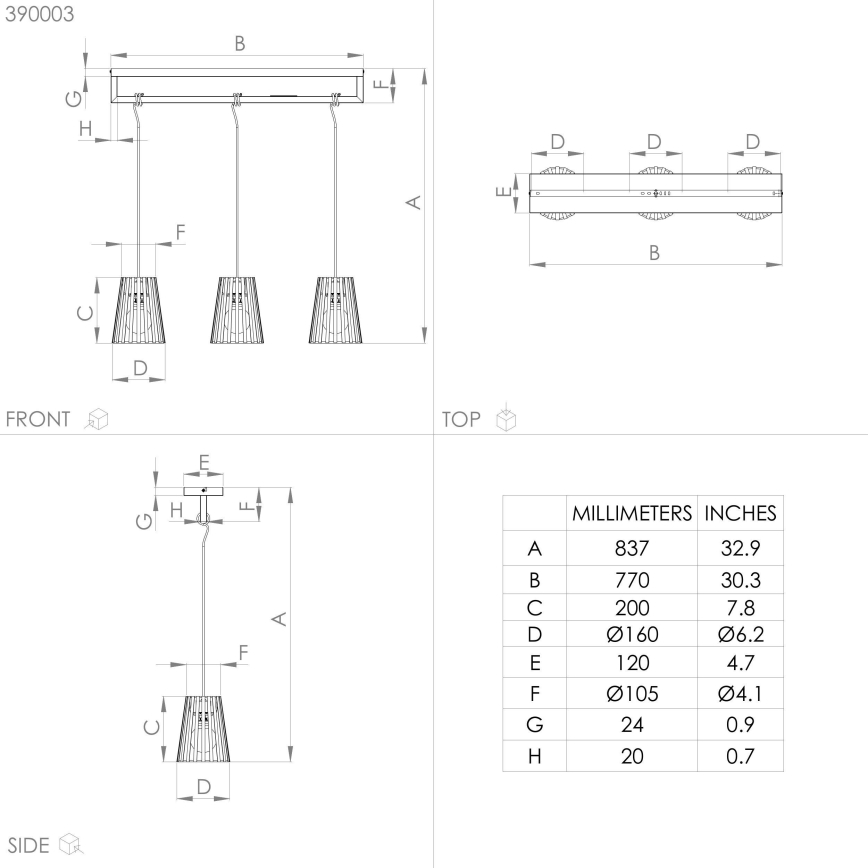 Eglo - Подвесная люстра 3xE27/40W/230V черный