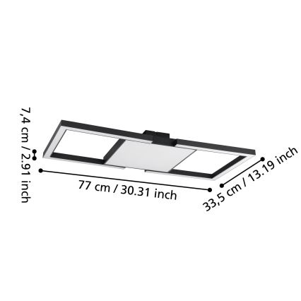 Eglo - Светодиодный потолочный светильник с регулированием яркости LED/26,2W/230V 2700-6500K черный + дистанционное управление