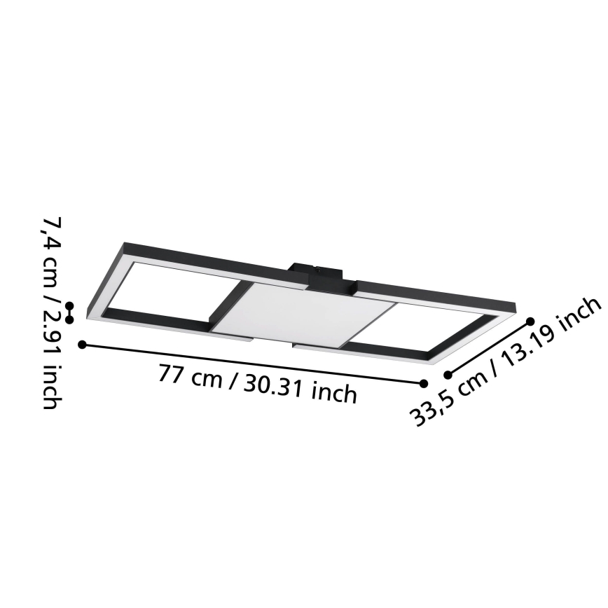 Eglo - Светодиодный потолочный светильник с регулированием яркости LED/26,2W/230V 2700-6500K черный + дистанционное управление