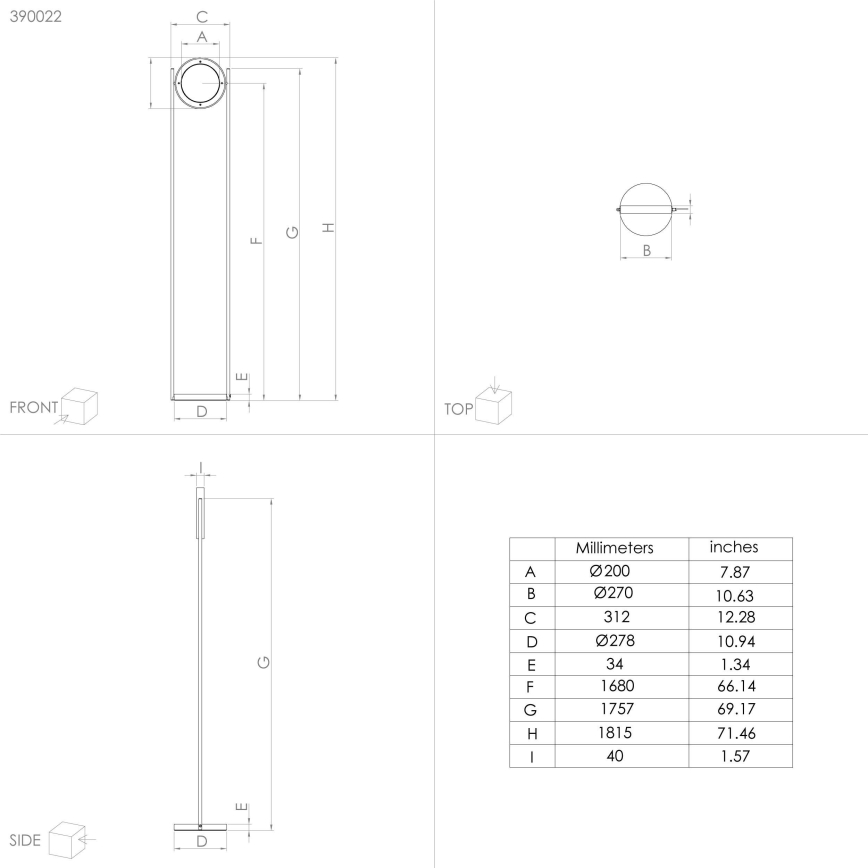 Eglo - LED Торшер з регулюванням яскравості LED/20W/230V 3000K чорний
