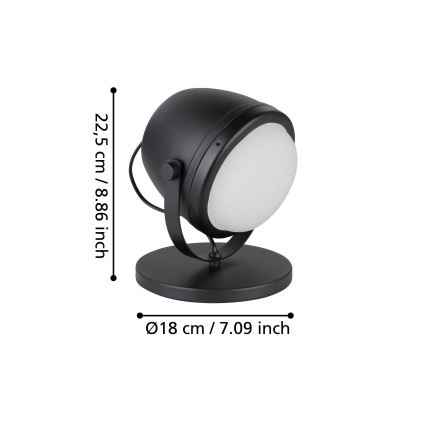 Eglo - Настільна лампа 1xE27/28W/230V чорний