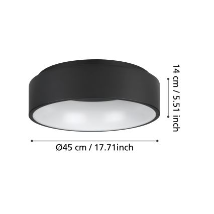 Eglo - Светодиодный потолочный светильник с регулированием яркости LED/25,5W/230V 3000K черный