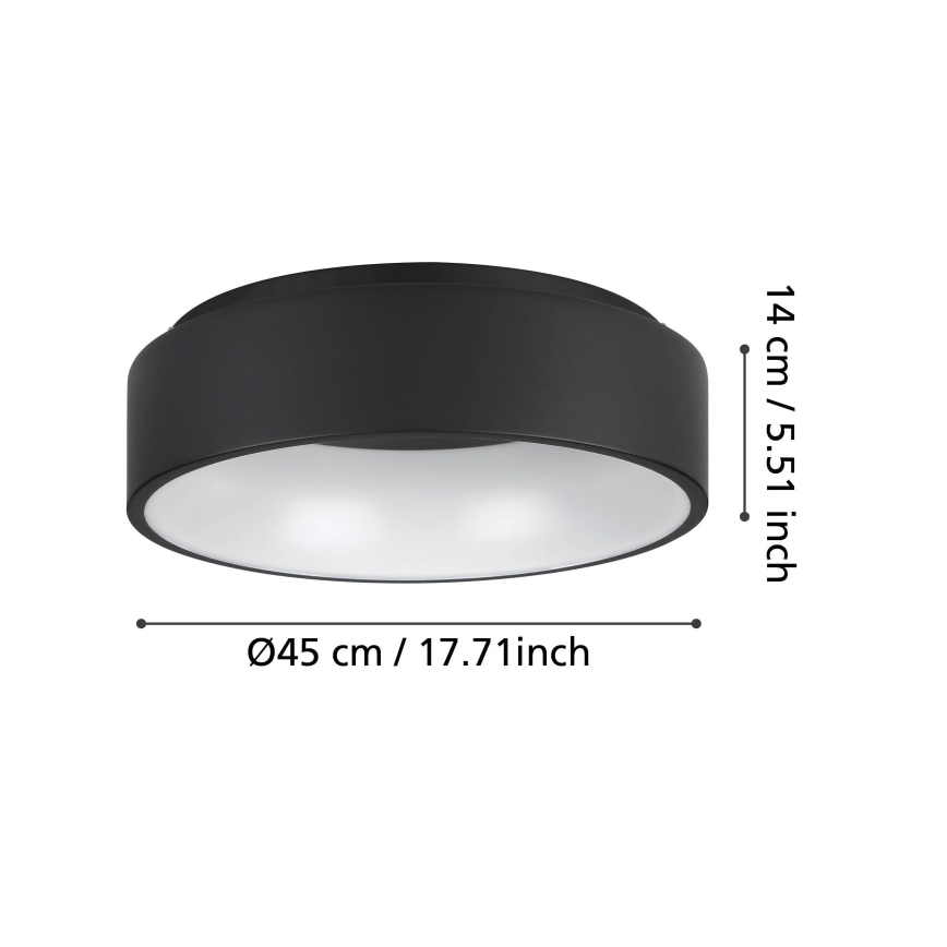 Eglo - Светодиодный потолочный светильник с регулированием яркости LED/25,5W/230V 3000K черный