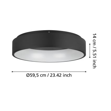 Eglo - Світлодіодний стельовий світильник з регулюванням яскравості LED/35,2W/230V 3000K чорний