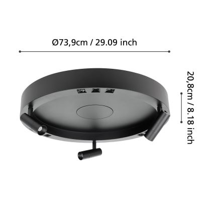 Eglo - Светодиодный потолочный светильник с регулированием яркости 3xLED/8W/230V + 3xLED/8,5W 3000K черная + дистанционное управление
