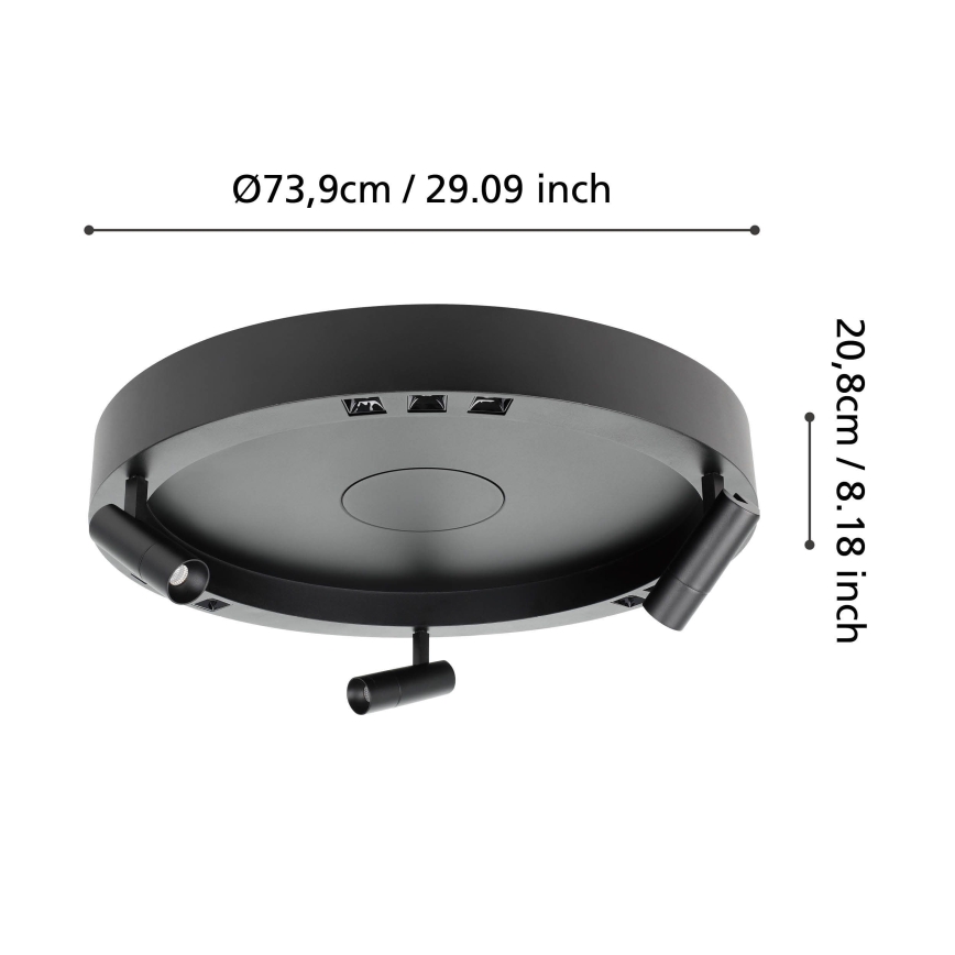 Eglo - Светодиодный потолочный светильник с регулированием яркости 3xLED/8W/230V + 3xLED/8,5W 3000K черная + дистанционное управление