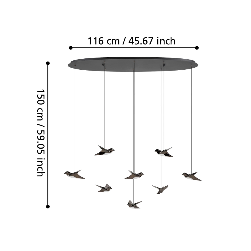 Eglo - Светодиодная подвесная люстра с регулированием яркости 8xLED/4,2W/230V 3000K черный
