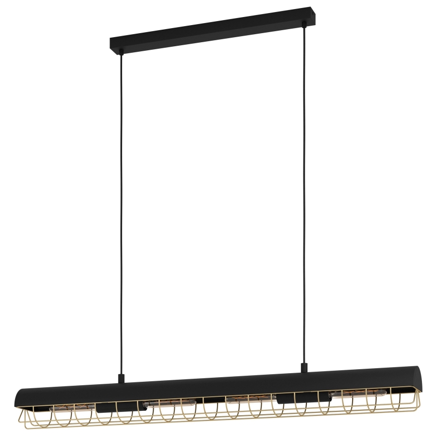 Eglo - Подвесная люстра 4xE27/40W/230V черный/золотистый