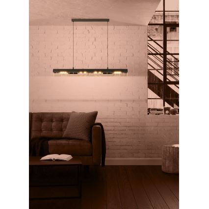 Eglo - Подвесная люстра 4xE27/40W/230V черный/золотистый