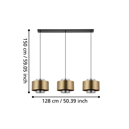 Eglo - Подвесная люстра 3xE27/40W/230V золотистый