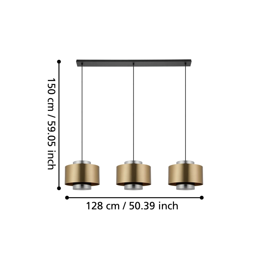 Eglo - Подвесная люстра 3xE27/40W/230V золотистый