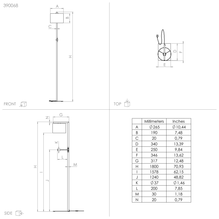 Eglo - Світлодіодний торшер 1xE27/40W/230V + LED/3,8W 3000K чорний