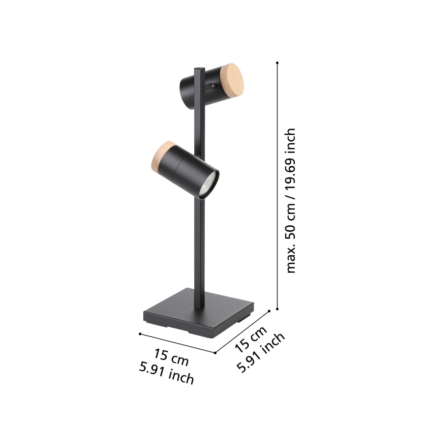 Eglo - Світлодіодна настільна лампа 2xGU10/4,5W/230V 3000K чорний/коричневий