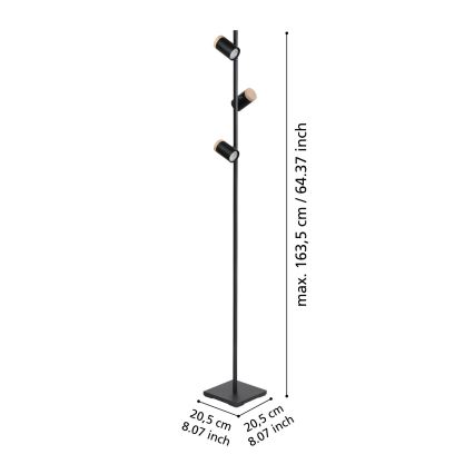 Eglo - Светодиодный торшер 3xGU10/4,5W/230V 3000K черный/коричневый