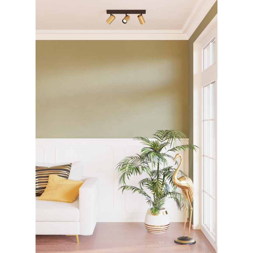 Eglo - Светодиодный точечный светильник 3xGU10/4,5W/230V 3000K черный/золотистый