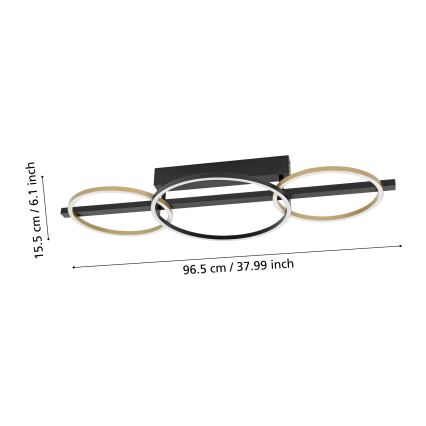 Eglo - Пристельова LED люстра з регулюванням яскравості 2xLED/12,5W/230V + LED/15,5W 3000K чорний