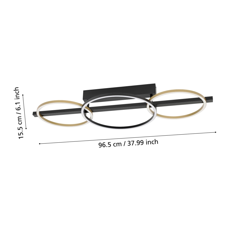 Eglo - Светодиодная припотолочная люстра с регулированием яркости 2xLED/12,5W/230V + LED/15,5W 3000K черный