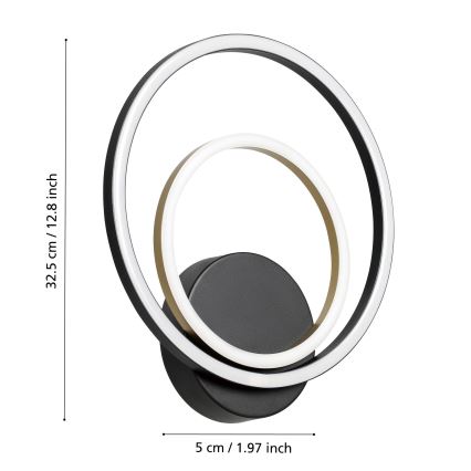 Eglo - Светодиодный настенный светильник LED/12W/230V 3000K + 4xLED/2,1W 3000K черный