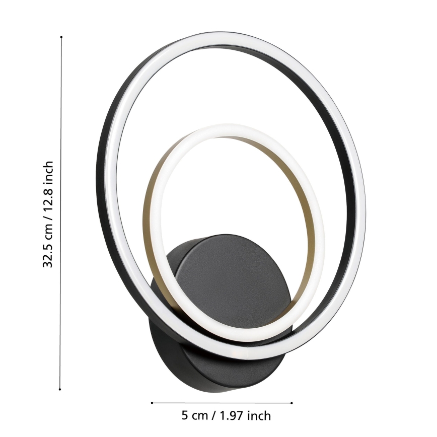 Eglo - Світлодіодний настінний світильник LED/12W/230V 3000K + 4xLED/2,1W 3000K чорний