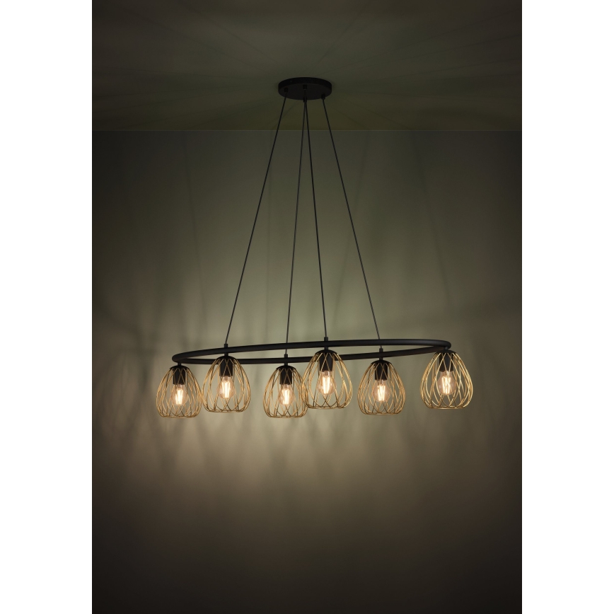 Eglo - Подвесная люстра 6xE27/40W/230V черный/золотистый