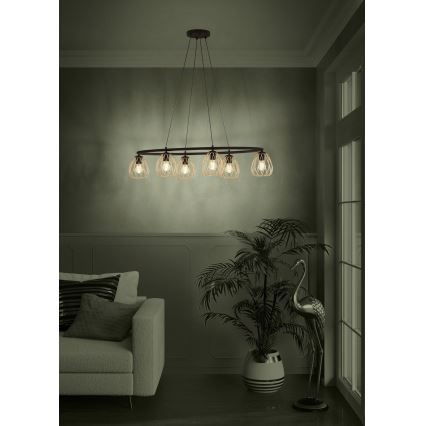 Eglo - Подвесная люстра 6xE27/40W/230V черный/золотистый