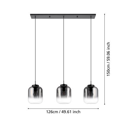 Eglo - Підвісна люстра 3xE27/40W/230V димчастий