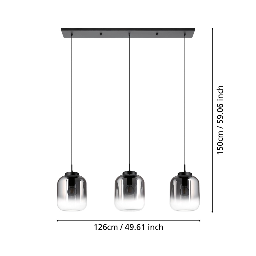 Eglo - Подвесная люстра 3xE27/40W/230V дымчатый