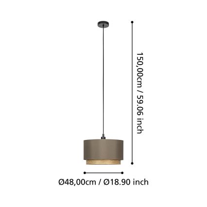 Eglo - Підвісна люстра 1xE27/40W/230V коричневий