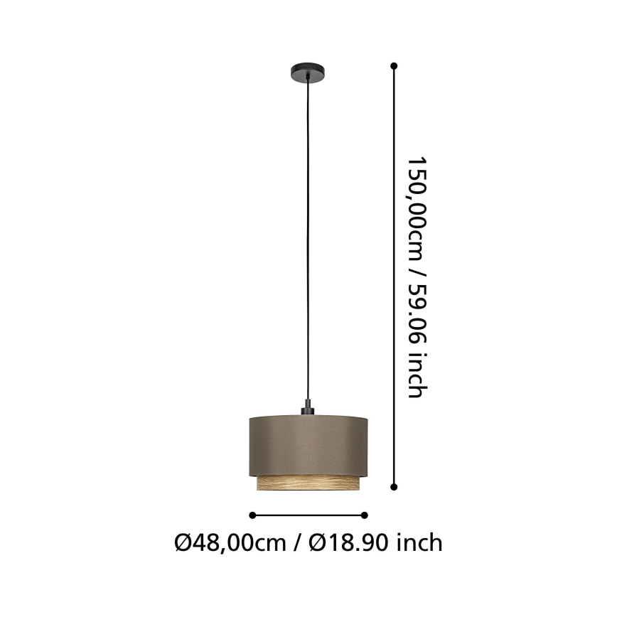 Eglo - Підвісна люстра 1xE27/40W/230V коричневий