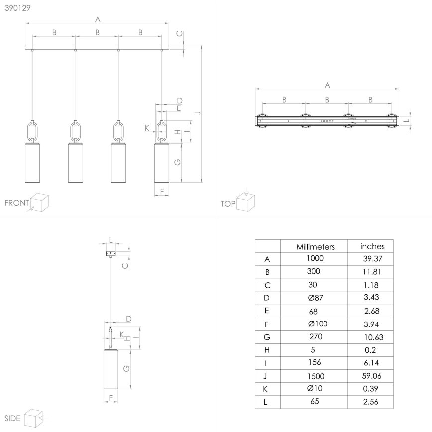 Eglo - Підвісна люстра 4xE27/40W/230V глянцевий хром