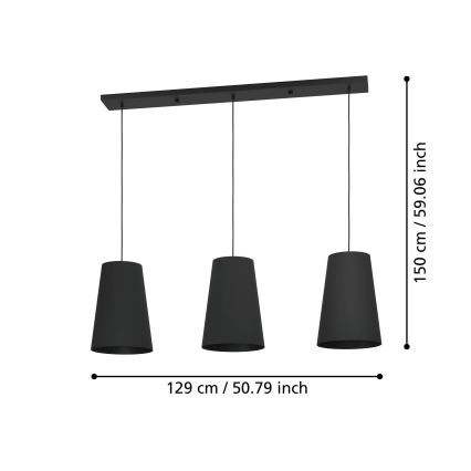 Eglo - Подвесная люстра 3xE27/40W/230V черный