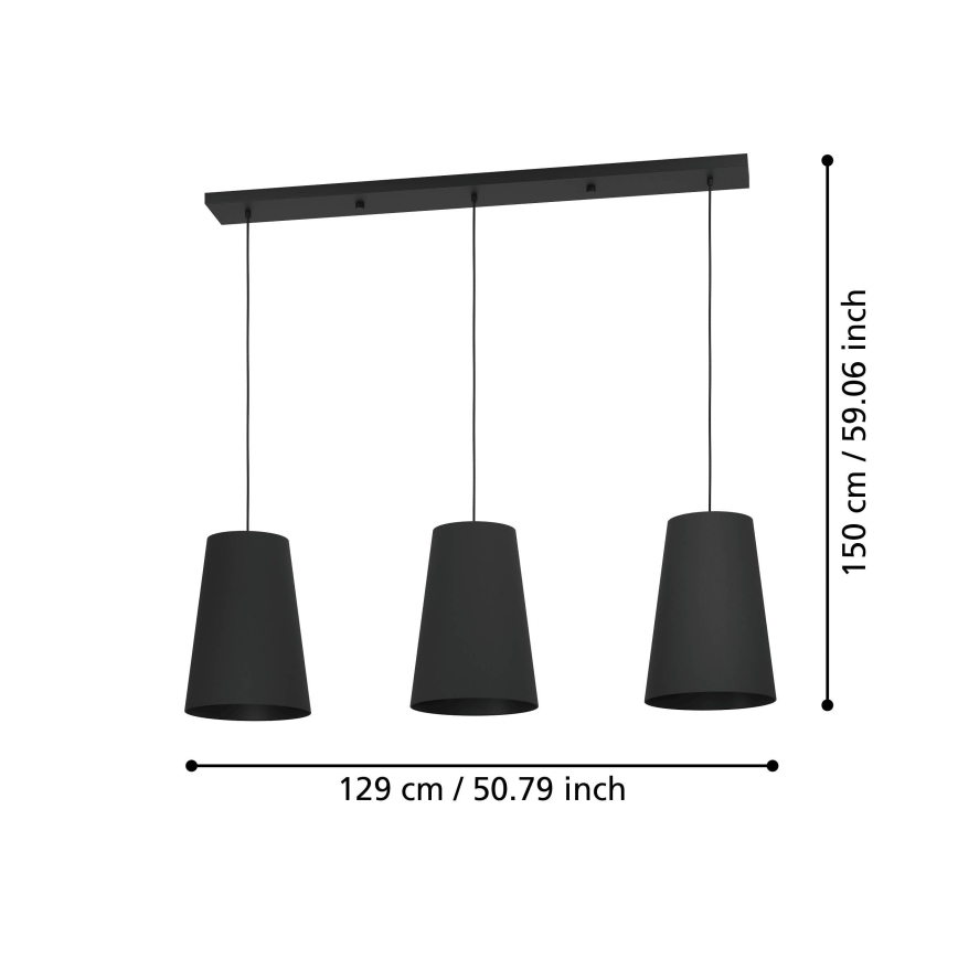 Eglo - Подвесная люстра 3xE27/40W/230V черный