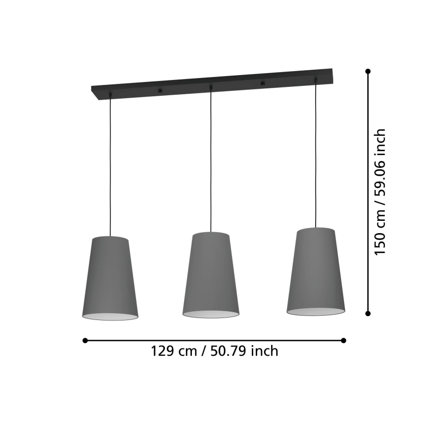 Eglo - Подвесная люстра 3xE27/40W/230V серый