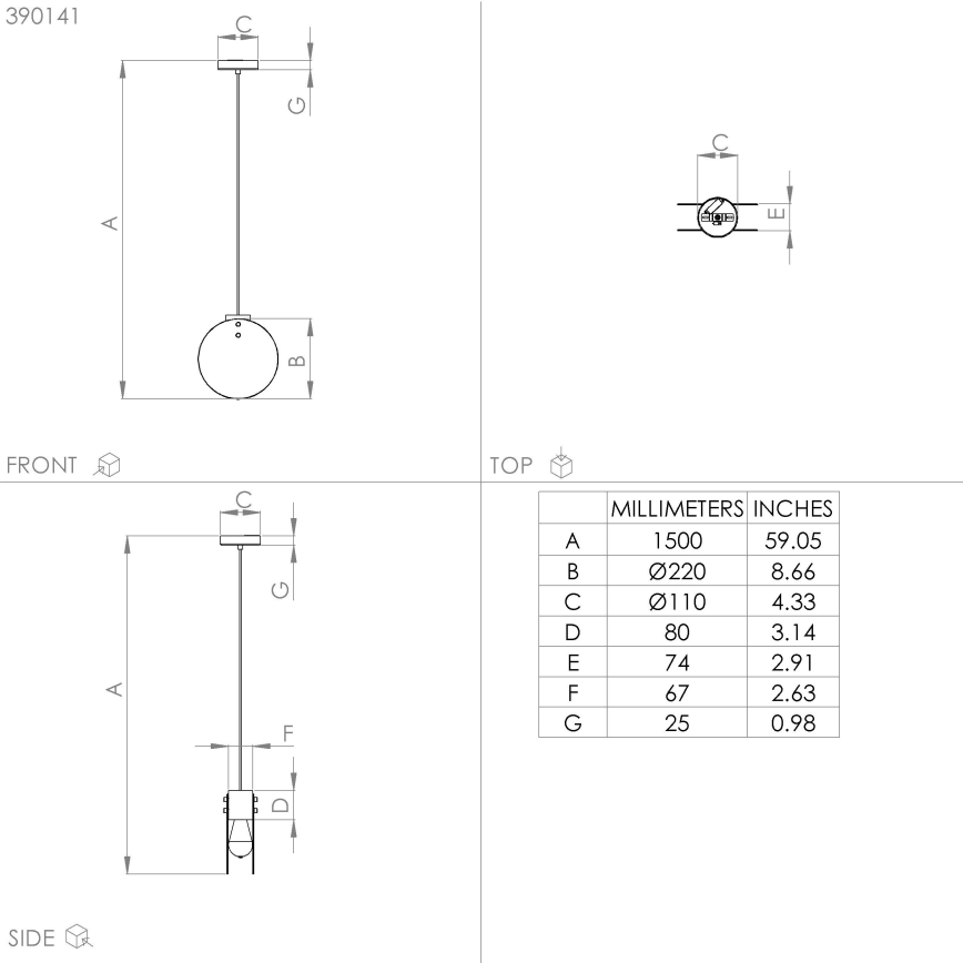 Eglo - Подвесная люстра 1xE27/40W/230V дымчатый
