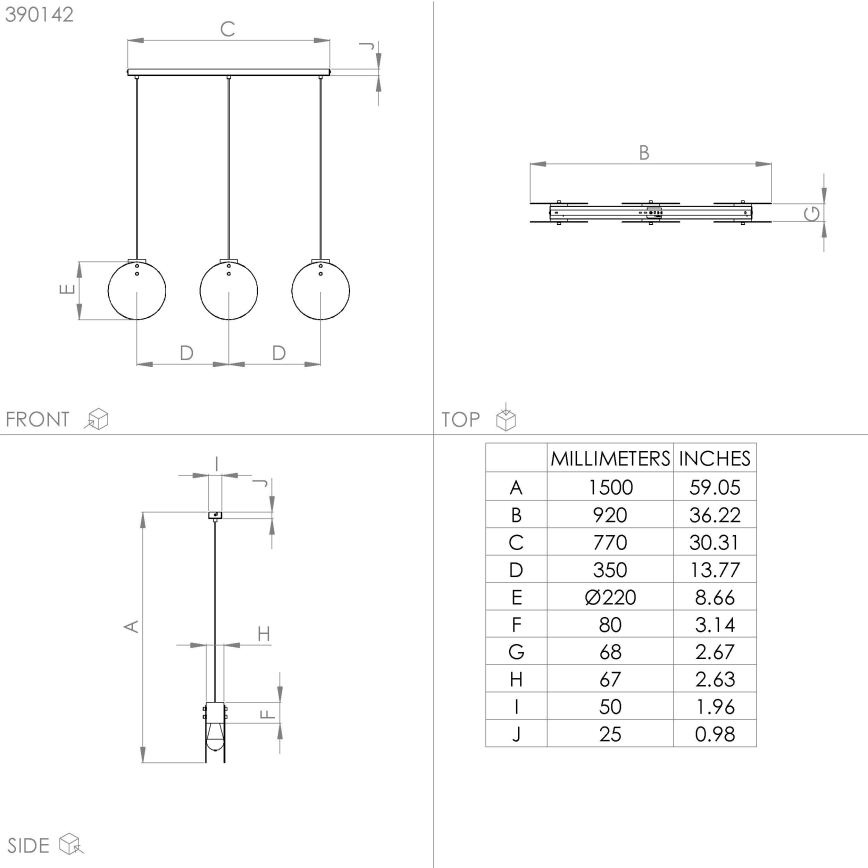 Eglo - Подвесная люстра 3xE27/40W/230V дымчатый