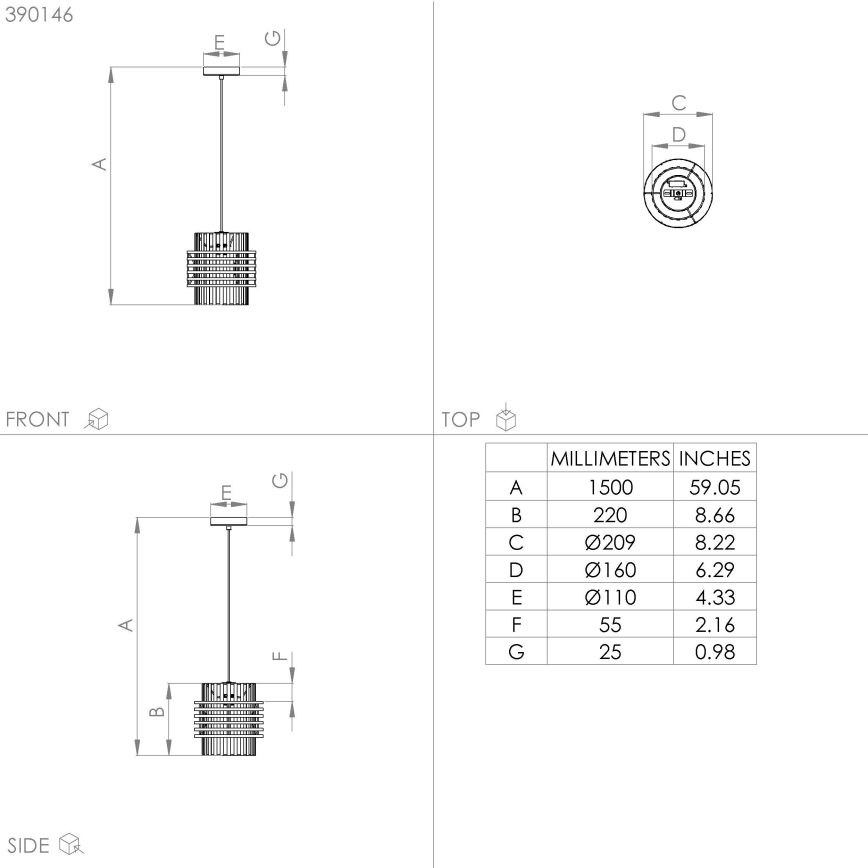Eglo - Подвесная люстра 1xE27/40W/230V диаметр 21 см кремовый