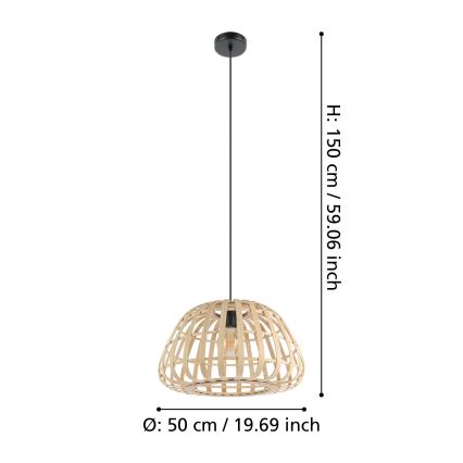 Eglo - Подвесная люстра 1xE27/40W/230V диаметр 50 см бамбук