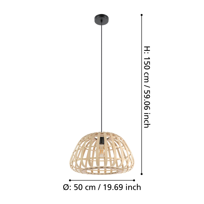 Eglo - Подвесная люстра 1xE27/40W/230V диаметр 50 см бамбук