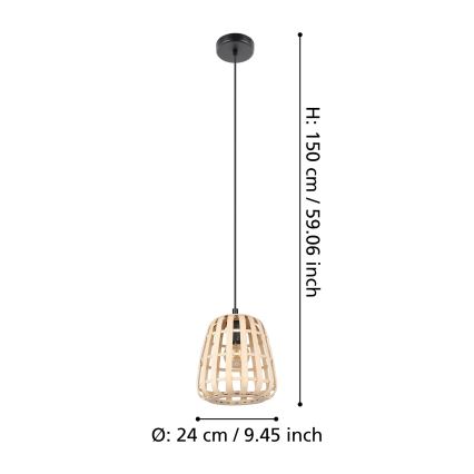 Eglo - Подвесная люстра 1xE27/40W/230V диаметр 24 см бамбук